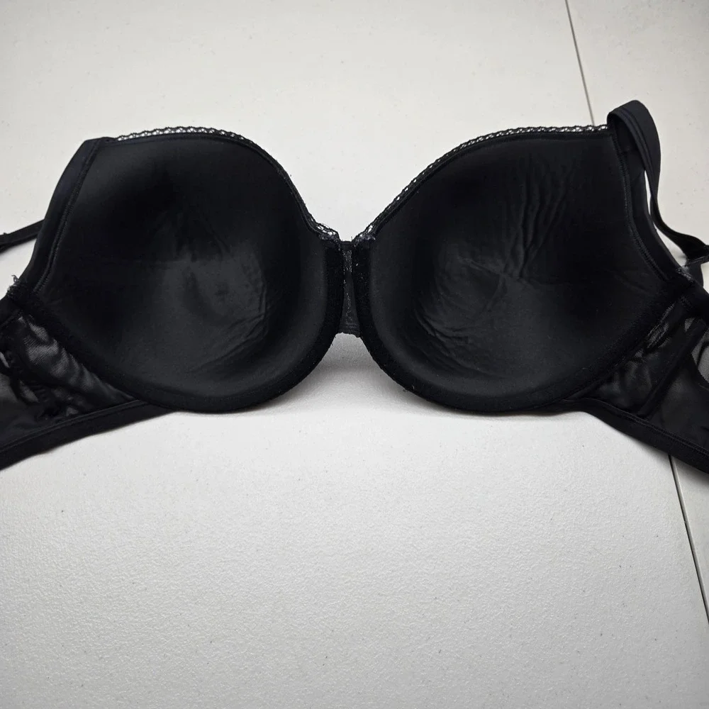 Cacique Women Bra 46DD Black Floral T Shirt Underwired Lace Strap
